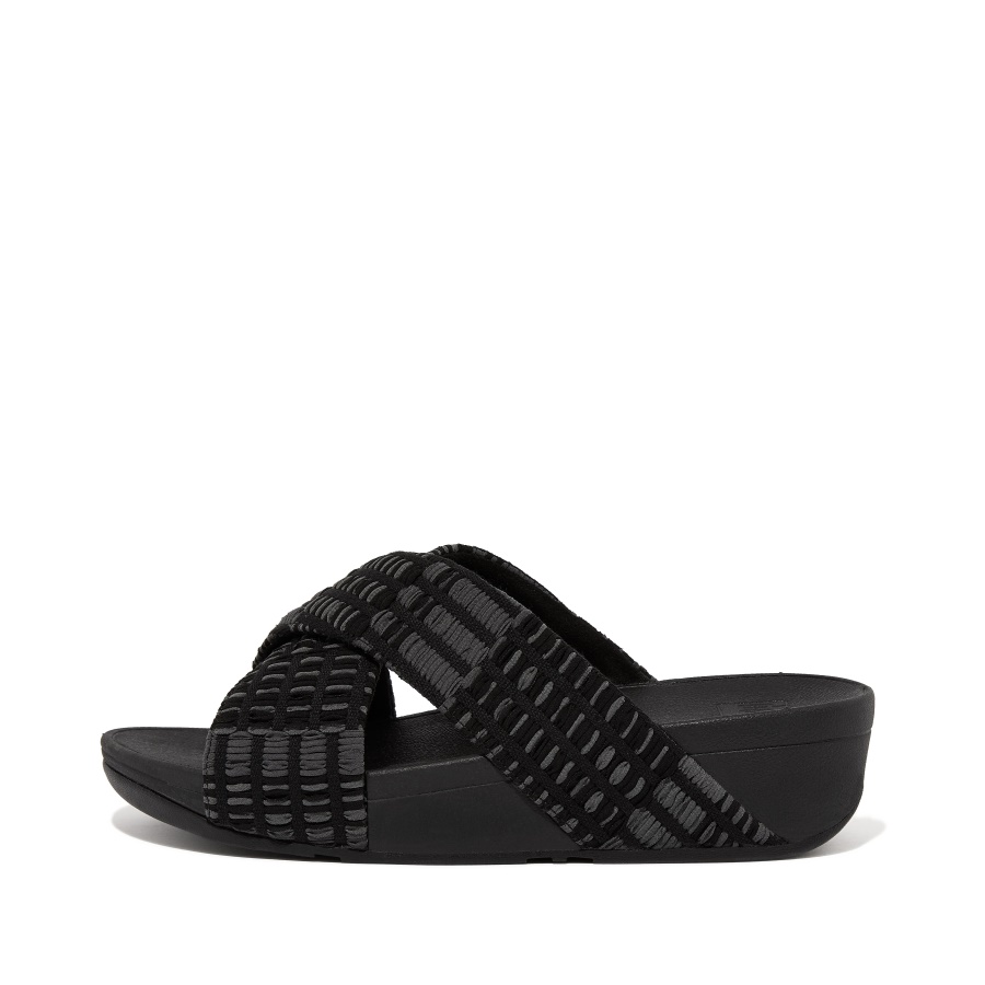 Fitflop Art-denim Cross Slides Todo Preto