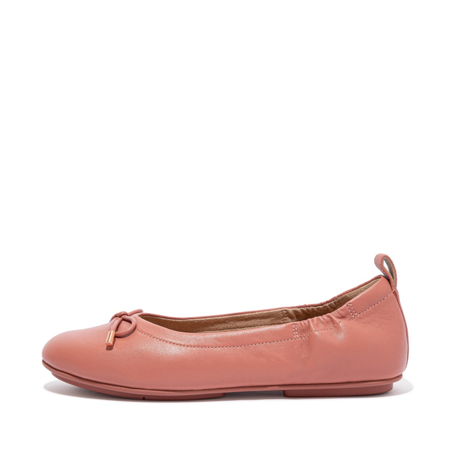 Fitflop Sapatilhas De Couro Com Laço Rosa Quente