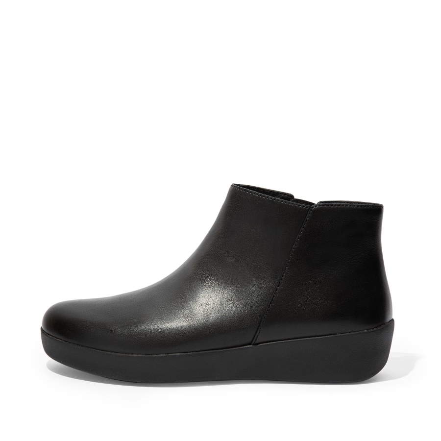 Fitflop Botins De Couro Todo Preto