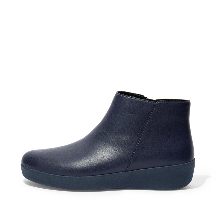 Fitflop Botins De Couro Meia-noite Azul Marinho