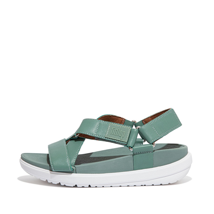 Fitflop Sandália De Couro Com Tira Cruzada Verde Louro