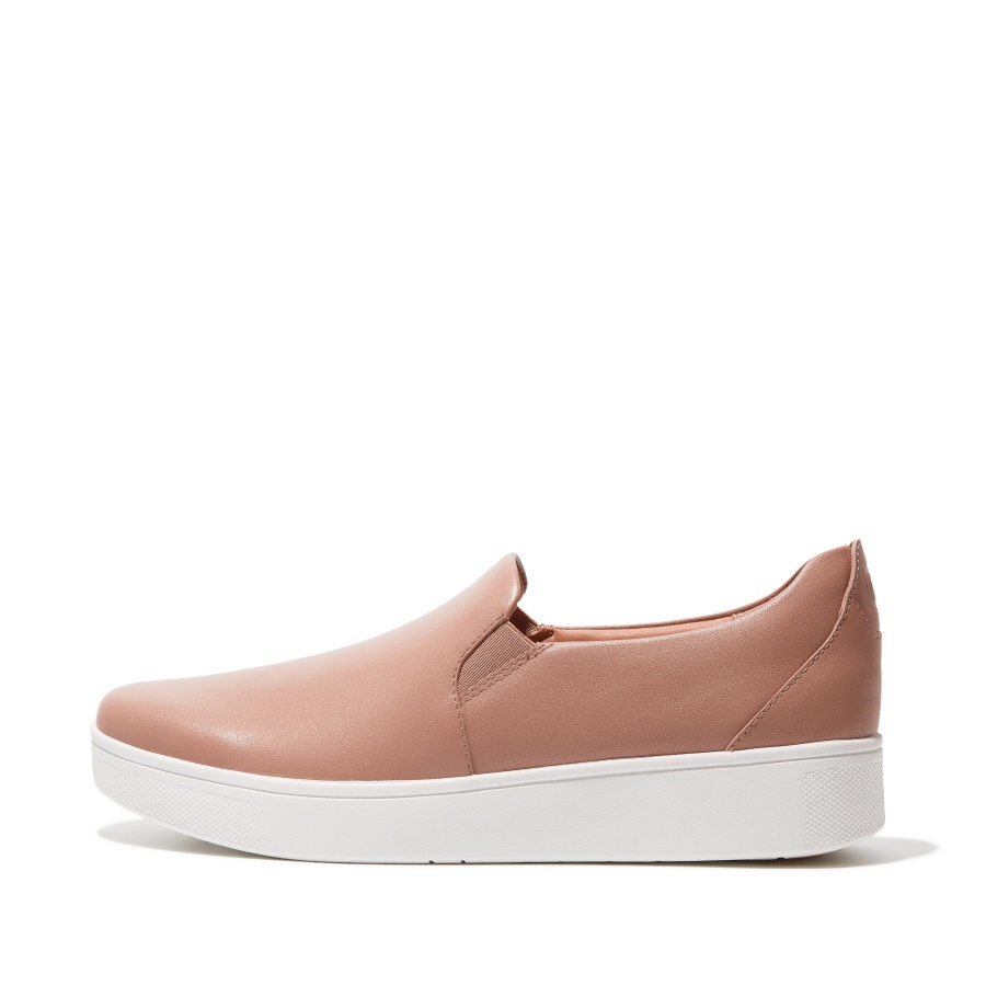 Fitflop Tênis De Skate Slip-on De Couro Bege