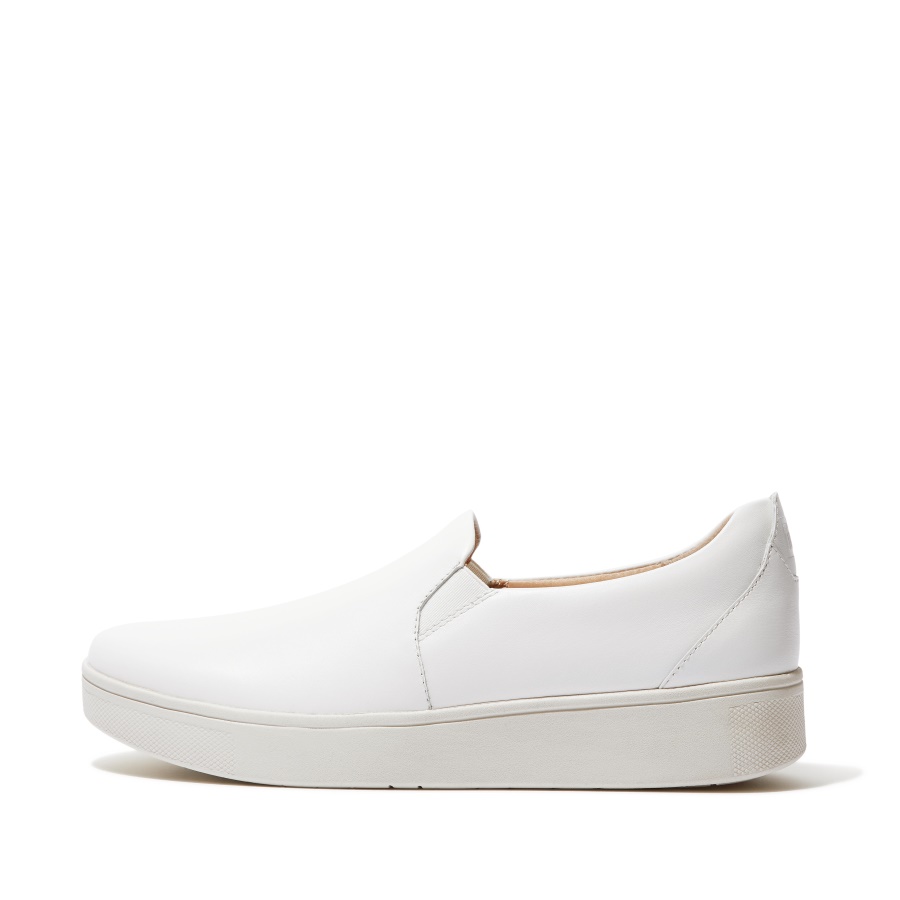 Fitflop Tênis De Skate Slip-on De Couro Urbano Branco