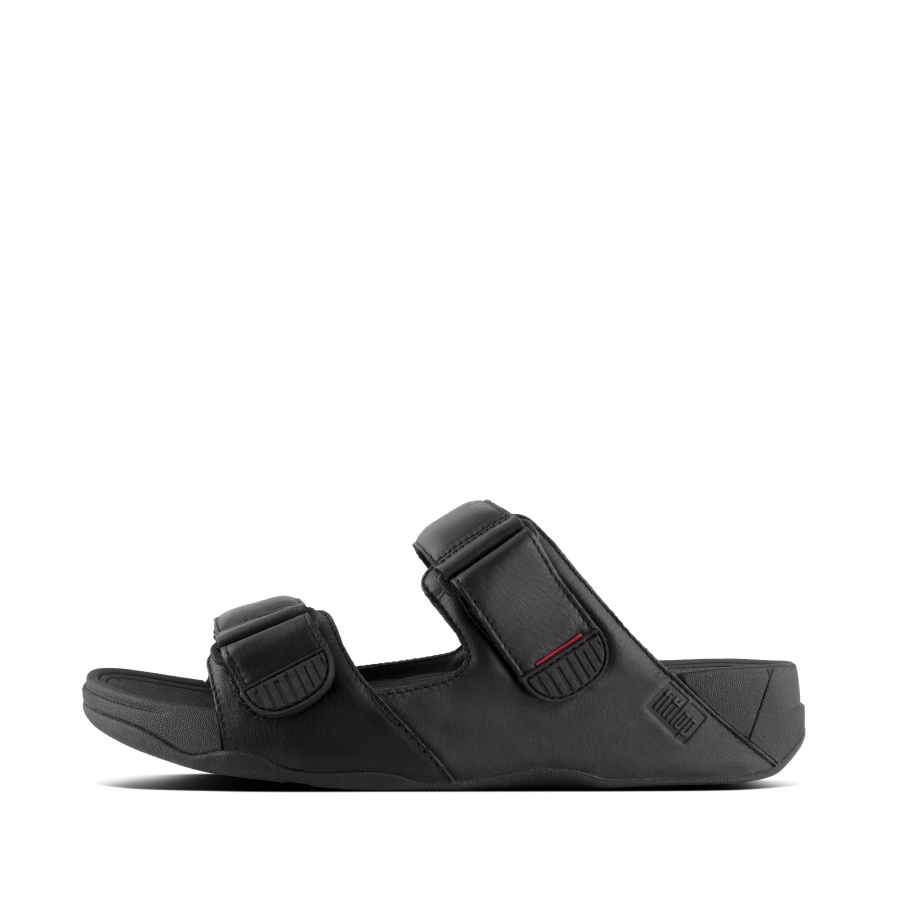 Slides De Couro Ajustáveis ​​masculinos Fitflop Preto