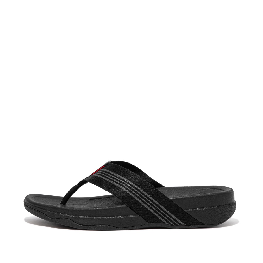 Sandálias Masculinas Fitflop Com Tiras De Tiras No Dedo Do Pé Todas Pretas