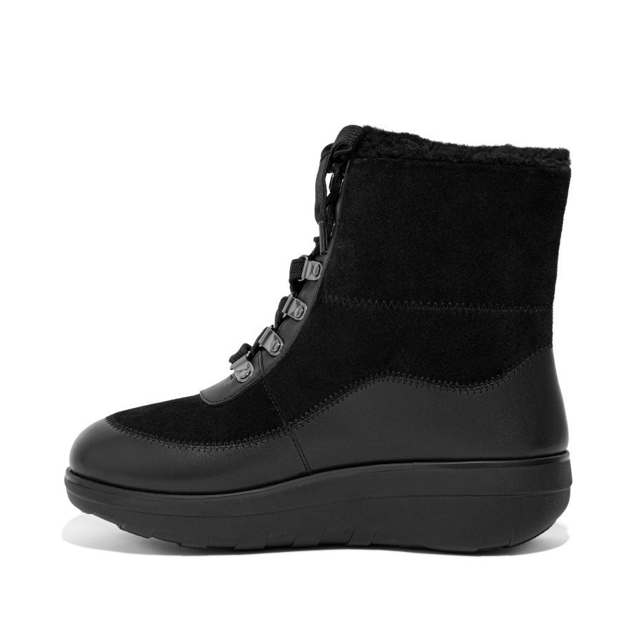 Fitflop Botins Com Forro De Shearling Todo Preto