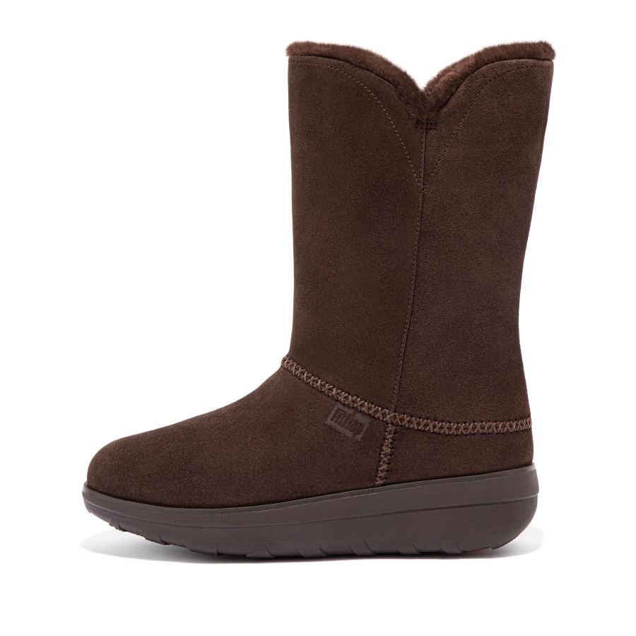 Fitflop Botas De Camurça Com Forro De Shearling Marrom Mix