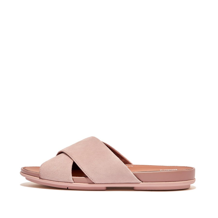 Fitflop Camurça Cross Slides Nude Rosa